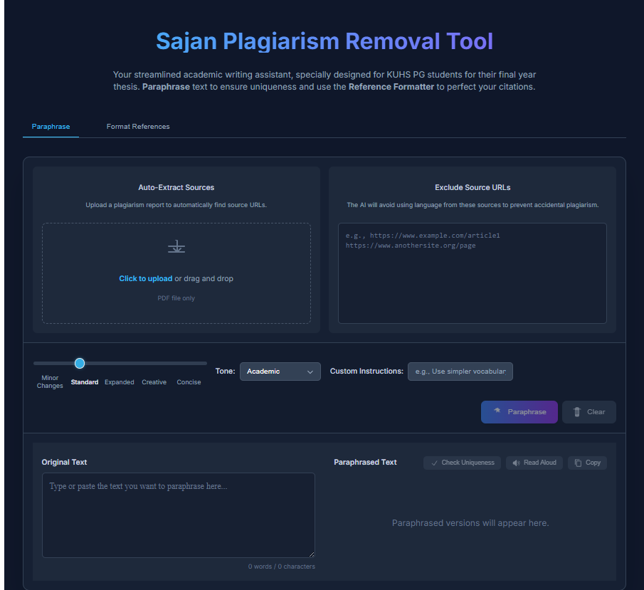 sajan ai plagiarism remover